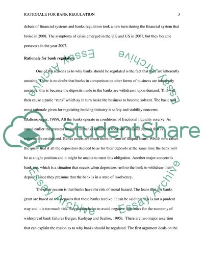 Rationale for Bank Regulation