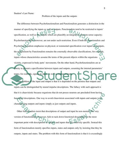 Describing Functionalism and Psycho-Functionalism