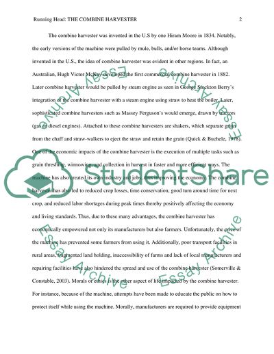 Combine Harvester and Its Historic and Current Impact on the Economy, the Environment