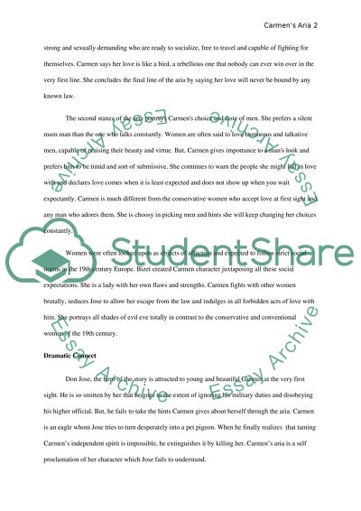 Carmens Aria A song of Celebration and Self-Realization