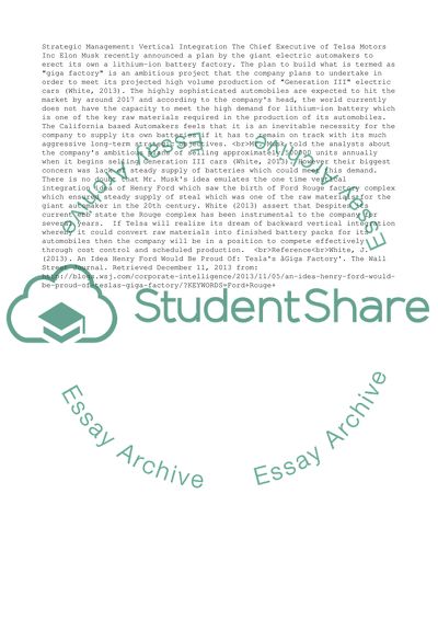 Ford vertical integration 2013