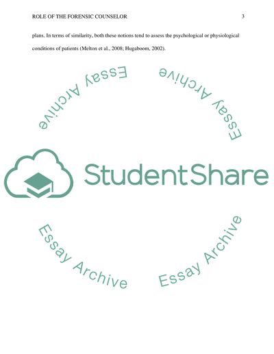 Role of the forensic counselor