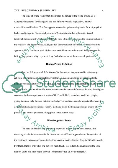 The Issue of Human Spirituality