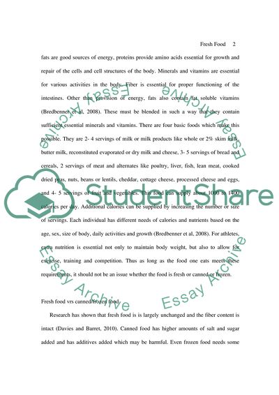 Does Fresh Food Necessarily Provide The Best Source of Nutrients