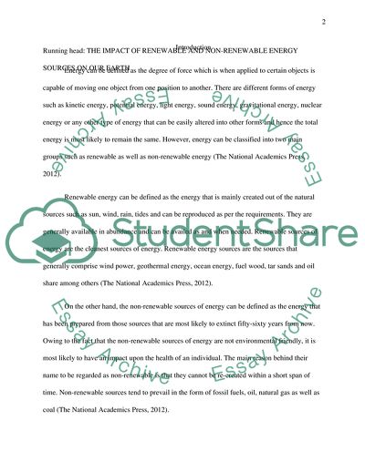 The Impact of Renewable and Non-renewable Energy Sources on Earth