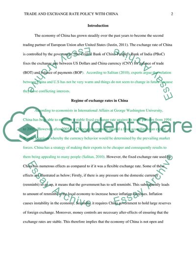 Trade and Exchange Rate Policy with China