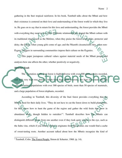 Material Life and Culture in Mbuti Society