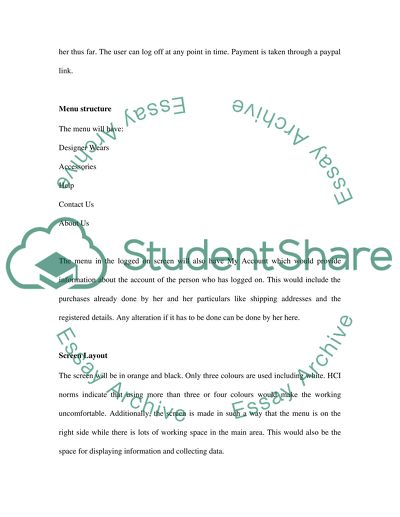 Webdesign for an online shopping environment