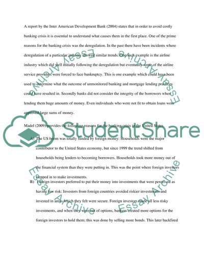 The Bank Crisis Which Began in 2007