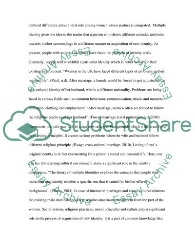 Multiple Identities: Investigating the Impact of Cultural Differences on Women in Marriages