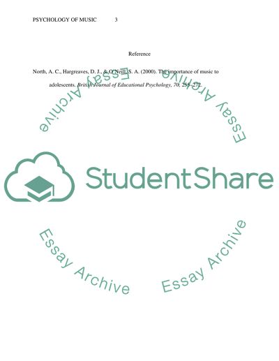 Psychology of Music- article summary