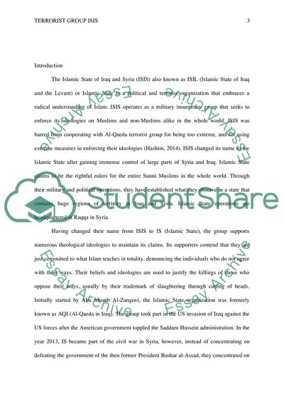 Terrorist Group: the Islamic State of Iraq and Syria