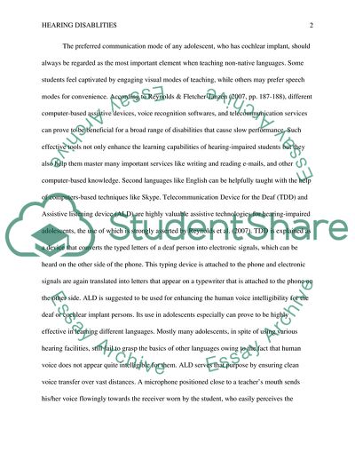 The Second Language Acquisition by Cochlear Implant Adolescents