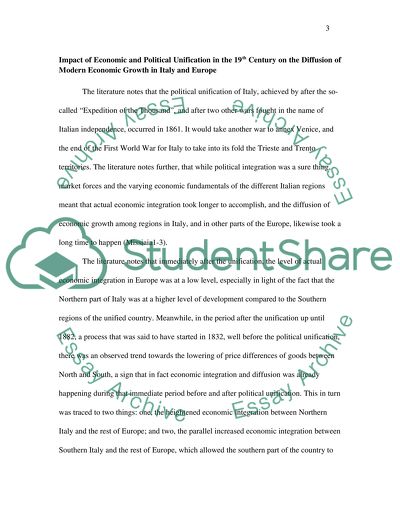 Diffusion of Modern Economic Growth in Italy and Europe