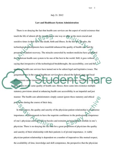 Law and Healthcare System Administration