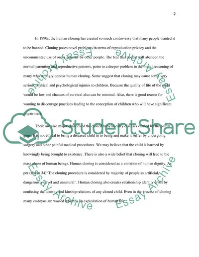 Human Cloning: a Controversy