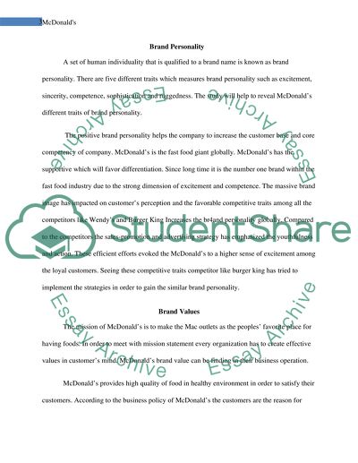 McDonalds Brand Attributes, Values, and Personality