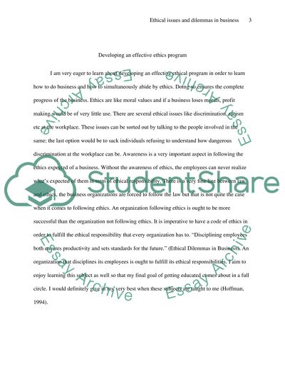 Ethical Issues and Dilemmas in Business