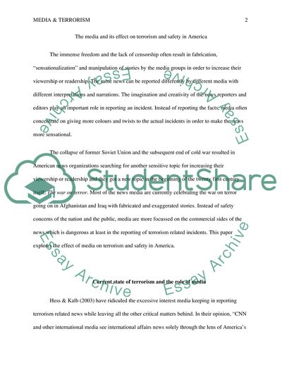 The Media and Its Effect on Terrorism and Safety in America