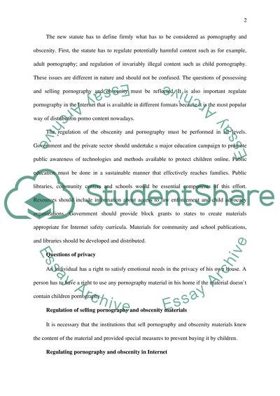 Regulation of Obscenity and Pornography