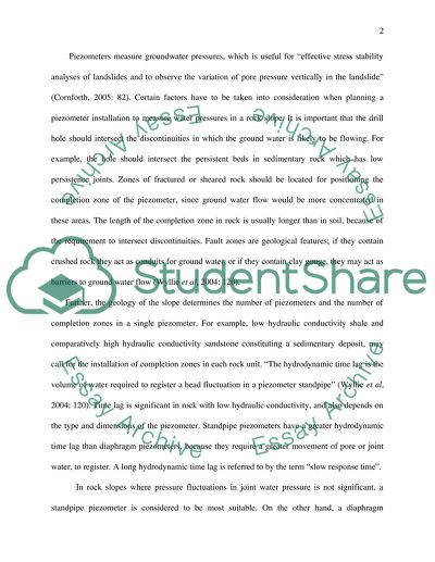 Piezometers for Measuring the Water Table to Monitor Landslides