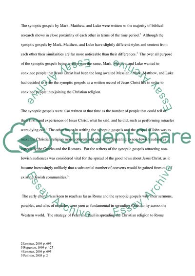 Comparison of the Role of Miracles in the Synoptic Gospels and in John