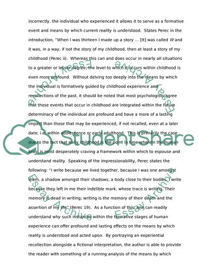 Analysis of W or the Memory of Childhood and The Prime of Miss Jean Brodie