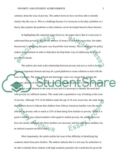 POVERTY AND STUDENT ACHIEVEMENTS