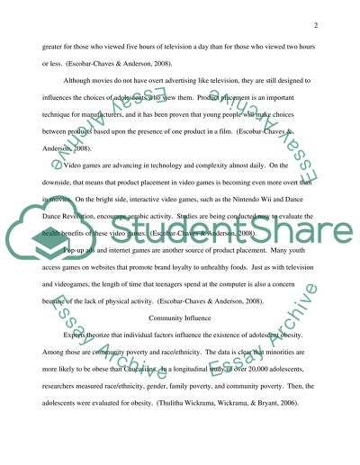 Adolescent Obesity and Medias Impact