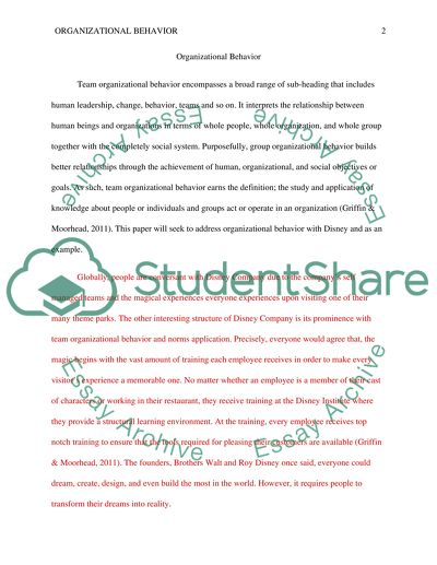 Teams organzation behaviour of Disney