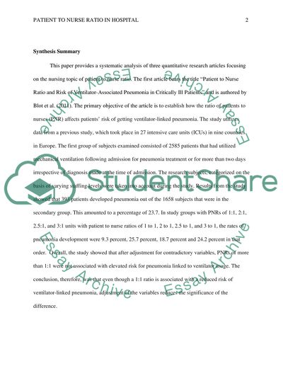PATIENT TO NURSE RATIO IN HOSPITALS