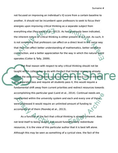 Should teach critical thinking in high school