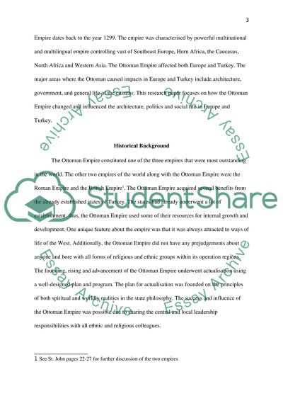 The Impact of the Ottoman Empire on Europes and Turkeys architecture, gouvernment and life