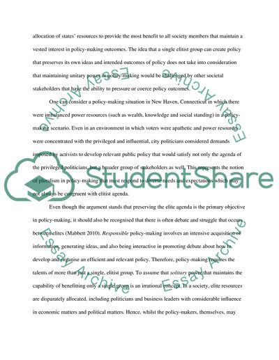 Does the Policymaking Is the Preserve of Decision-Making Elites