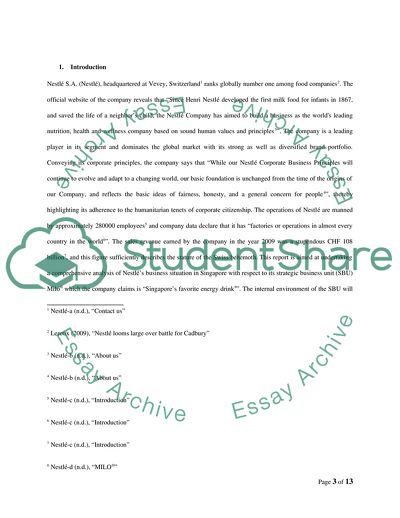 Strategic Marketing at Nestle Milo, Singapore