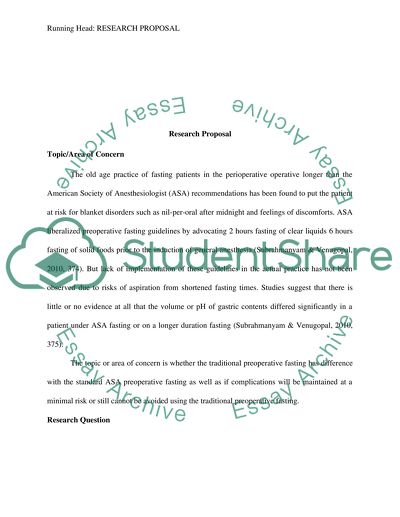 Traditional Preoperative Fasting And ASA Preoperative Fasting