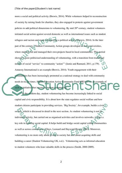 Development of Student Volunteering