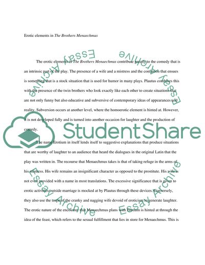 Erotic elements in The Brothers Menaechmus