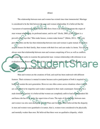 Explain and evaluate de Beauvoirs critique of patriarchal man-woman relations