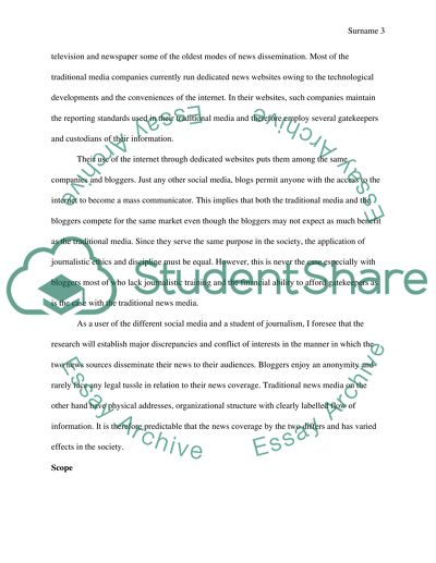 A Comparison between the Traditional News Media and the Modern Day Blogging Culture