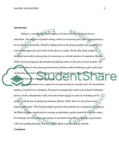 Dating and Mating Relationship from Christian Standpoint