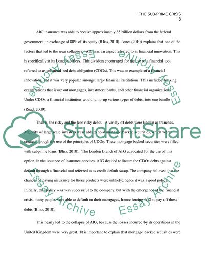 The Nature of Sub-Prime Crisis