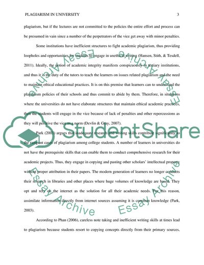 Plagiarism in University