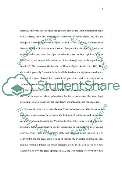 What does freedom of the press mean To what extent does it exist in modern Britain