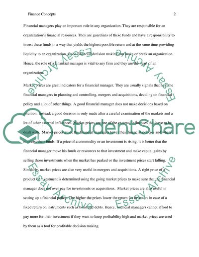 Financial Concepts and Their Applications