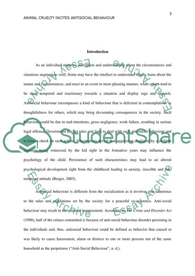 Childhood Acts of Animal Cruelty and Consequences