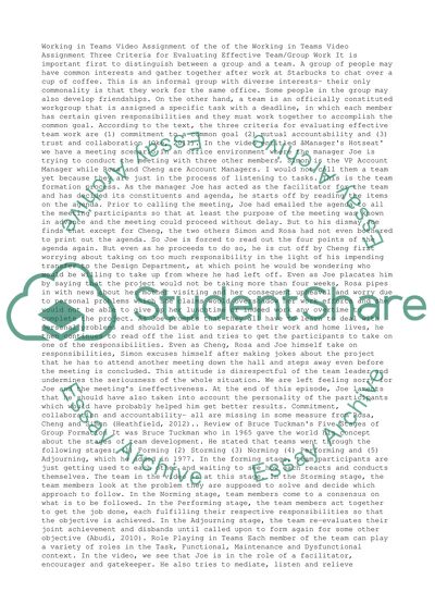 Working in Teams Video