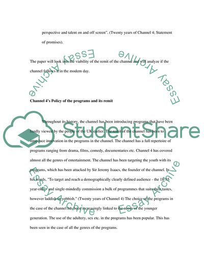 Original Remit of Channel 4 in the UK Television