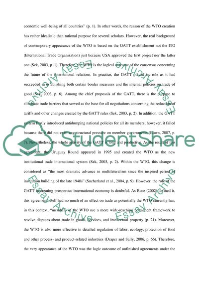 The Role of the WTO in Contemporary International Relations