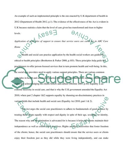 Principles of Health and Social Care Practice